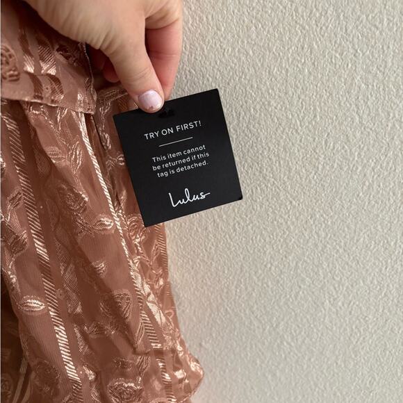 Lulus Dusty Pink Floral Bustier Tiered Side Slit Maxi Dress XL - Picture 7 of 8